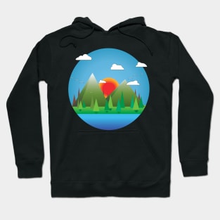 Idealistic & Simplistic Graphical Mountain Scene Hoodie